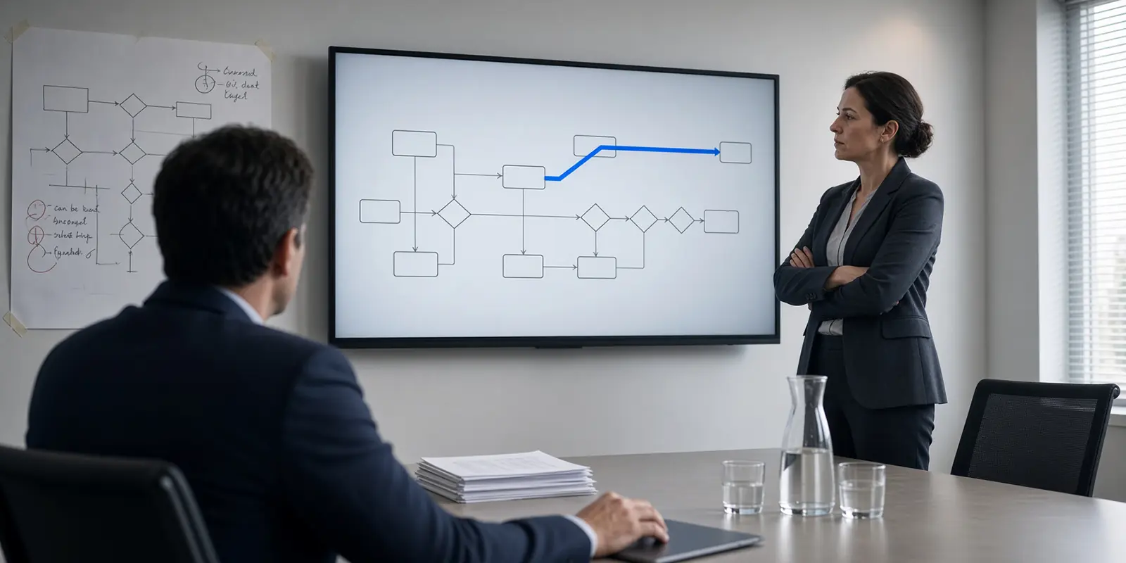 Dynamics 365 customization company consultant reviewing CRM workflow on screen Dynamics 365 customization company consultant reviewing CRM workflow on screen