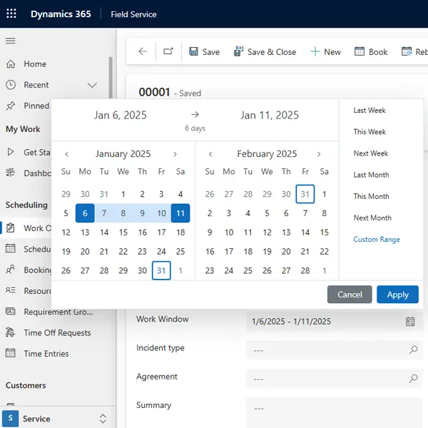 AwarePCF Date Range Picker for Microsoft Dynamics 365